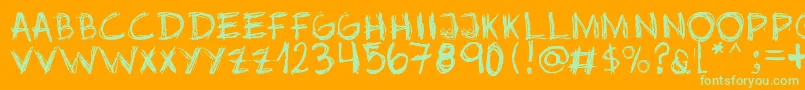 Jopea302-Schriftart – Grüne Schriften auf orangefarbenem Hintergrund