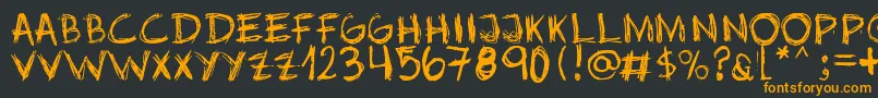 Jopea302-fontti – oranssit fontit mustalla taustalla