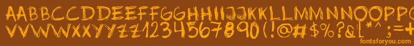Jopea302-Schriftart – Orangefarbene Schriften auf braunem Hintergrund