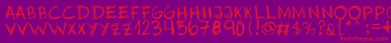 Jopea302-Schriftart – Rote Schriften auf violettem Hintergrund