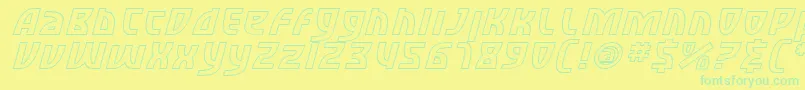 SfRetroesqueOutlineItalic Font – Green Fonts on Yellow Background