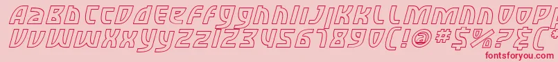 Fonte SfRetroesqueOutlineItalic – fontes vermelhas em um fundo rosa