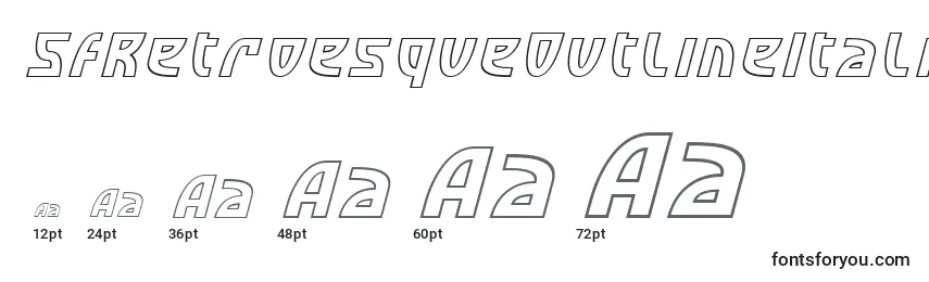 Размеры шрифта SfRetroesqueOutlineItalic