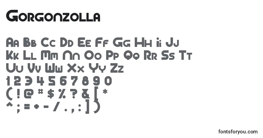 A fonte Gorgonzolla – alfabeto, números, caracteres especiais