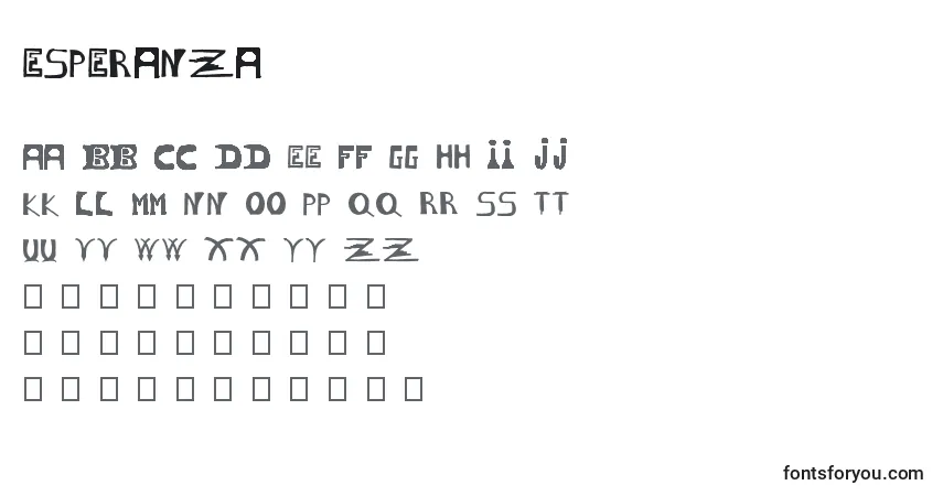 Czcionka Esperanza (44317) – alfabet, cyfry, specjalne znaki