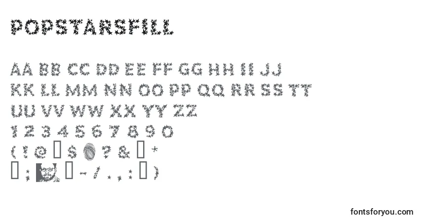 Schriftart Popstarsfill – Alphabet, Zahlen, spezielle Symbole