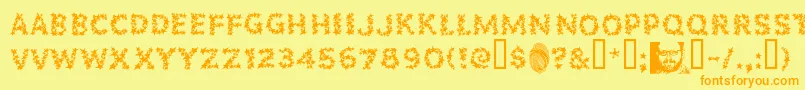 Popstarsfill-fontti – oranssit fontit keltaisella taustalla