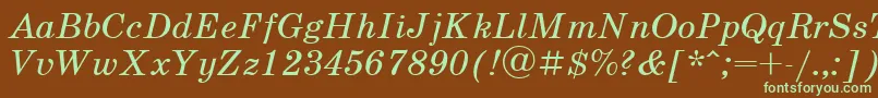 フォントScb2 – 緑色の文字が茶色の背景にあります。