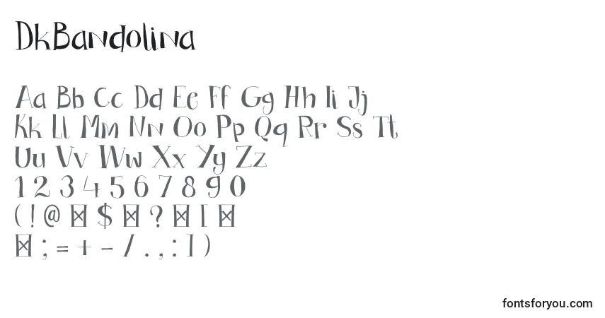 Czcionka DkBandolina – alfabet, cyfry, specjalne znaki