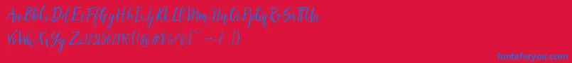 SilhouettoScript-Schriftart – Blaue Schriften auf rotem Hintergrund