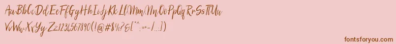 SilhouettoScript-Schriftart – Braune Schriften auf rosa Hintergrund