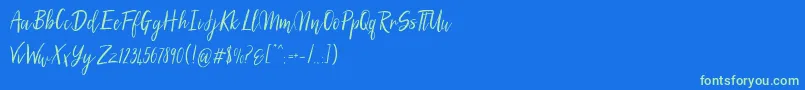 Fonte SilhouettoScript – fontes verdes em um fundo azul
