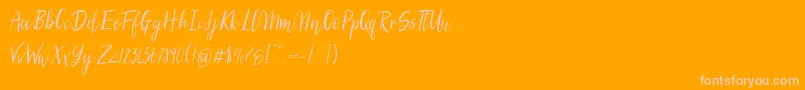 SilhouettoScript-Schriftart – Rosa Schriften auf orangefarbenem Hintergrund