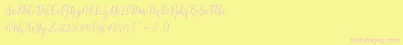 SilhouettoScript-Schriftart – Rosa Schriften auf gelbem Hintergrund