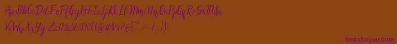 SilhouettoScript-Schriftart – Violette Schriften auf braunem Hintergrund