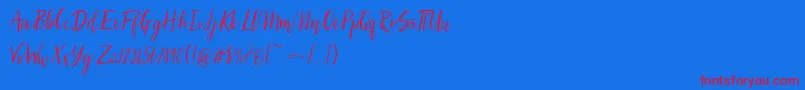 フォントSilhouettoScript – 赤い文字の青い背景