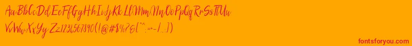 SilhouettoScript-Schriftart – Rote Schriften auf orangefarbenem Hintergrund