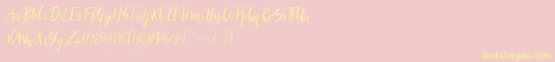 SilhouettoScript Font – Yellow Fonts on Pink Background