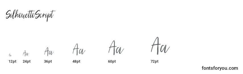 SilhouettoScript Font Sizes
