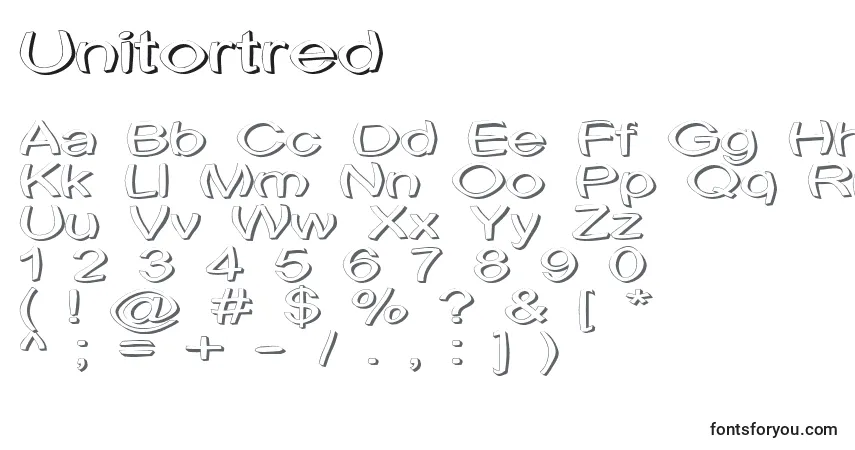 Schriftart Unitortred – Alphabet, Zahlen, spezielle Symbole