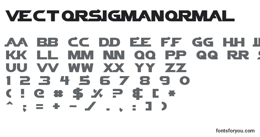 A fonte VectorSigmaNormal – alfabeto, números, caracteres especiais