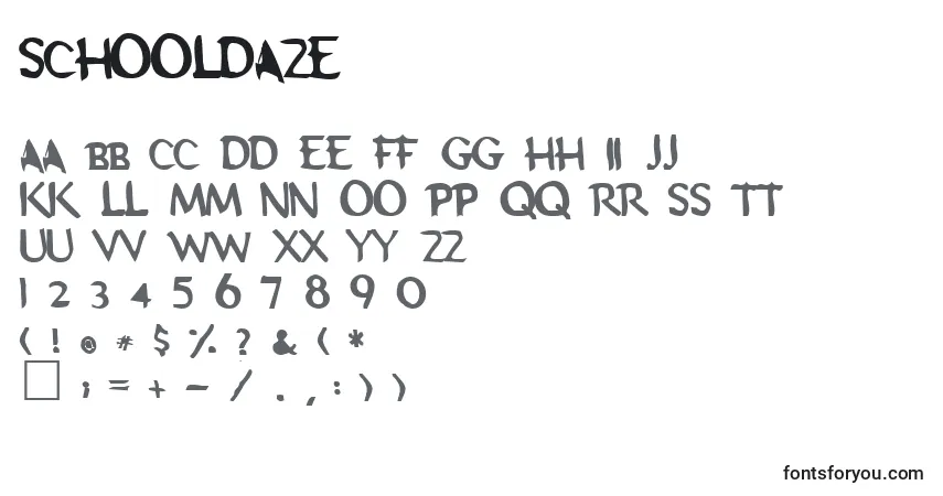 Czcionka Schooldaze – alfabet, cyfry, specjalne znaki