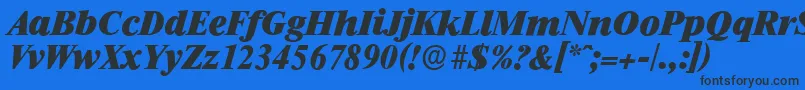 RiccioneserialHeavyItalic Font – Black Fonts on Blue Background