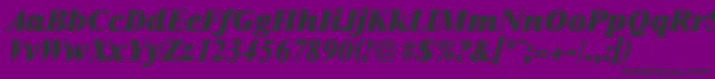 フォントRiccioneserialHeavyItalic – 紫の背景に黒い文字