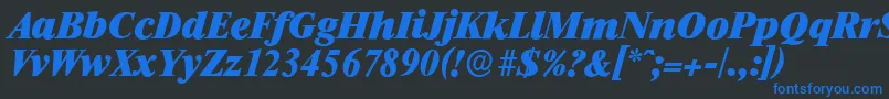 RiccioneserialHeavyItalic Font – Blue Fonts on Black Background