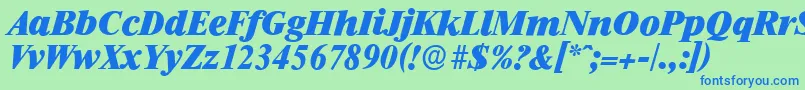 RiccioneserialHeavyItalic Font – Blue Fonts on Green Background