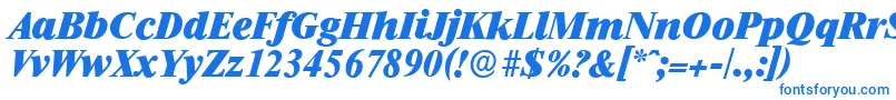 フォントRiccioneserialHeavyItalic – 白い背景に青い文字