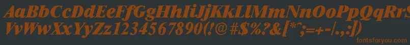 RiccioneserialHeavyItalic-fontti – ruskeat fontit mustalla taustalla