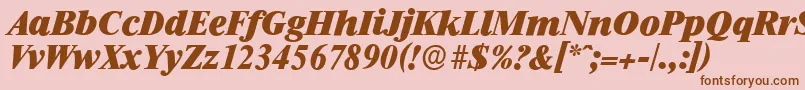 フォントRiccioneserialHeavyItalic – ピンクの背景に茶色のフォント