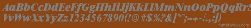 RiccioneserialHeavyItalic-fontti – harmaat kirjasimet ruskealla taustalla