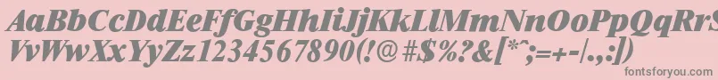 フォントRiccioneserialHeavyItalic – ピンクの背景に灰色の文字