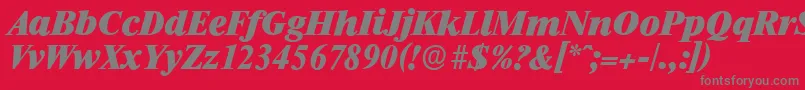 RiccioneserialHeavyItalic Font – Gray Fonts on Red Background