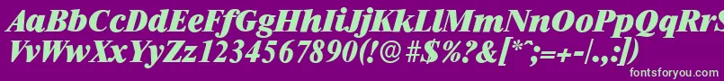RiccioneserialHeavyItalic Font – Green Fonts on Purple Background