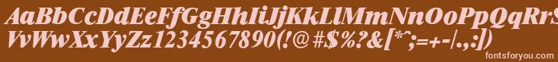 RiccioneserialHeavyItalic-fontti – vaaleanpunaiset fontit ruskealla taustalla