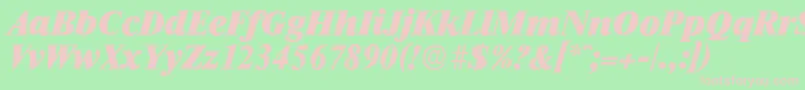 RiccioneserialHeavyItalic-fontti – vaaleanpunaiset fontit vihreällä taustalla
