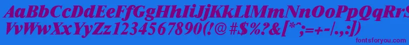 Шрифт RiccioneserialHeavyItalic – фиолетовые шрифты на синем фоне