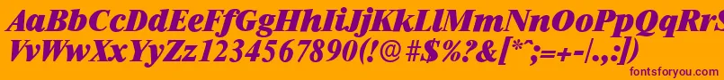 フォントRiccioneserialHeavyItalic – オレンジの背景に紫のフォント