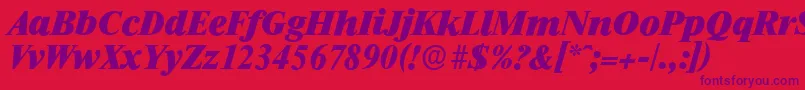 RiccioneserialHeavyItalic Font – Purple Fonts on Red Background