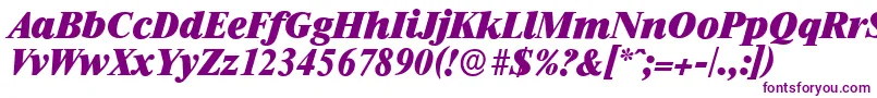 フォントRiccioneserialHeavyItalic – 白い背景に紫のフォント