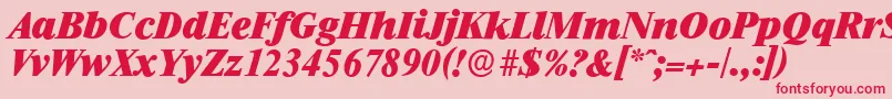 フォントRiccioneserialHeavyItalic – ピンクの背景に赤い文字