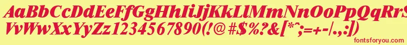 Шрифт RiccioneserialHeavyItalic – красные шрифты на жёлтом фоне
