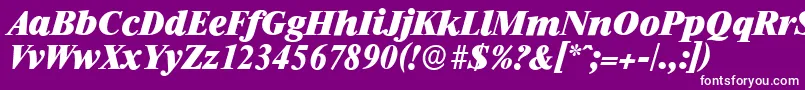 RiccioneserialHeavyItalic-fontti – valkoiset fontit violetilla taustalla