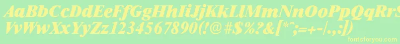 Шрифт RiccioneserialHeavyItalic – жёлтые шрифты на зелёном фоне
