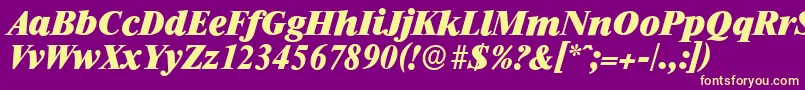 RiccioneserialHeavyItalic-fontti – keltaiset fontit violetilla taustalla