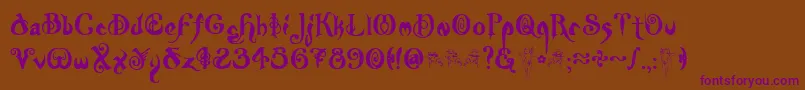 Weitere Informationen zur Nymph-Schriftart Nymph-Schriftart – Violette Schriften auf braunem Hintergrund