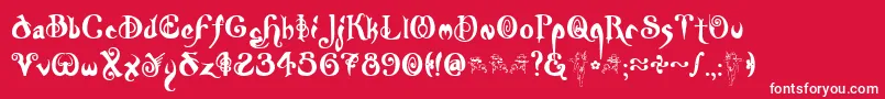 Nymph-Schriftart – Weiße Schriften auf rotem Hintergrund